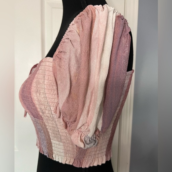 Aritzia Wilfred Smocked Blouse Heirloom Pink Size XS - Picture 6 of 11